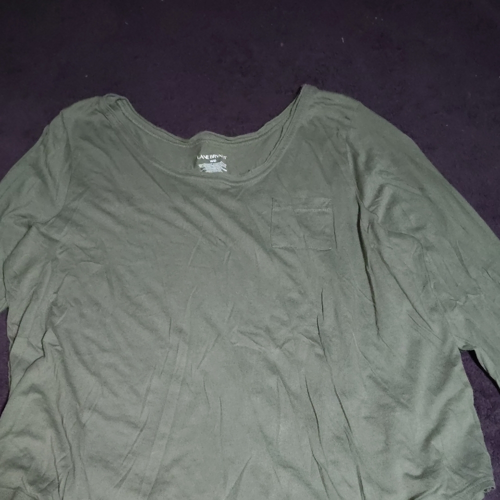 Lane Bryant Olive Long Sleeve Top